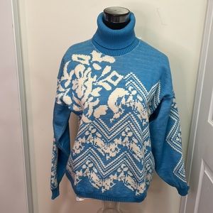 Vintage Demetre Pure Virgin Wool Knit Turtleneck Sweater Size Large